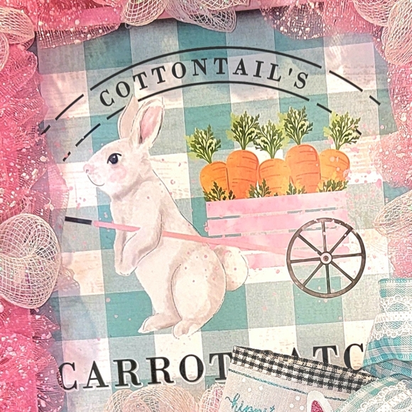 Spring Carrot Wreath Cottontail Bow Deco Mesh - Picture 3 of 6